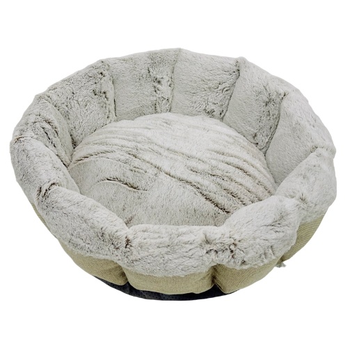 Лежак Pet Choice для собак и кошек, круглый с бортом 55х55х16 см, меховой, серый