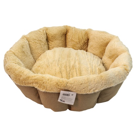 Лежак Pet Choice для собак и кошек, круглый с бортом 55х55х16 см, меховой, коричневый