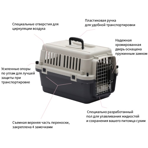 Переноска Departures Range 60х40х40 см, авиапереноска Pet Choice стандарт IATA для животных до 10 кг