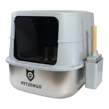 Туалет-домик умный для кошек Petzengo PL-1 60,5х40х39 см с дезодорацией, нержавеющая сталь