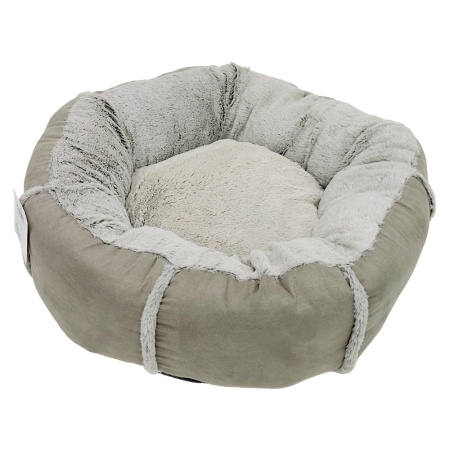Лежак подушка Pet Choice для собак и кошек, круглый 76х76х15 см, меховой, серый