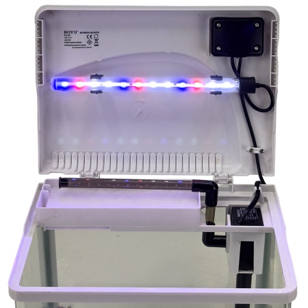 Аквариум Boyu EM-250 панорамный 7,5 л с фильтром и LED-лампой, белый
